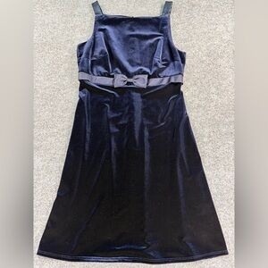 Laundry By Shelli Segal Navy Velvet A-Line Dress with Bow